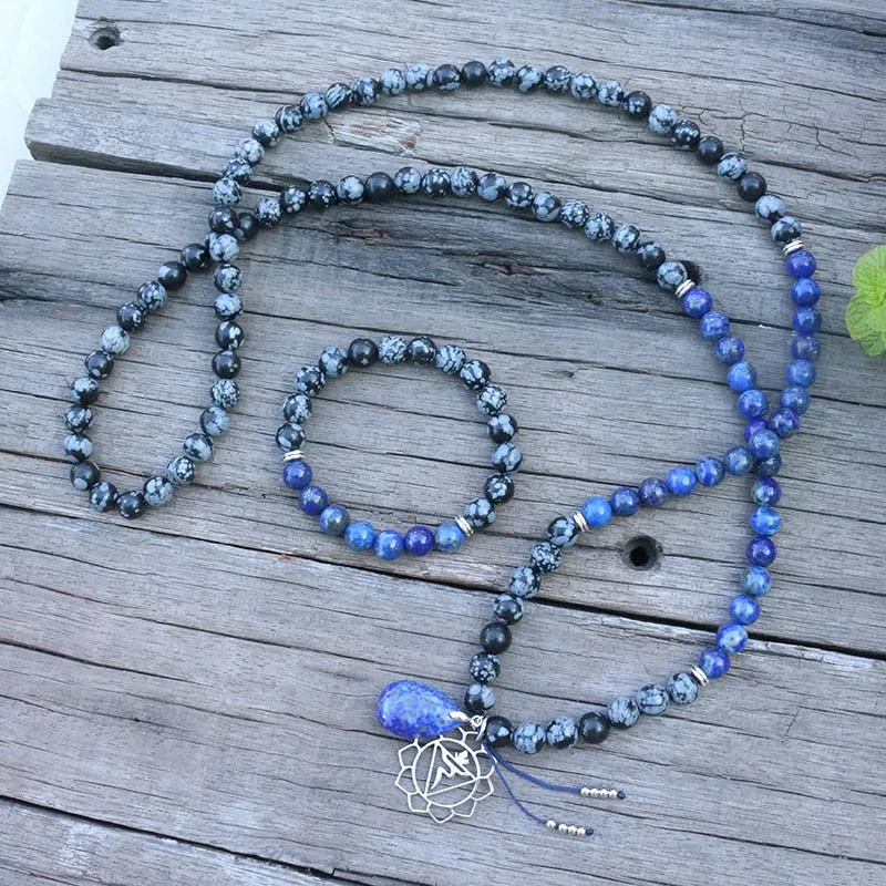 Lapis & Obsidian Mala Bracelet/Necklace/Set