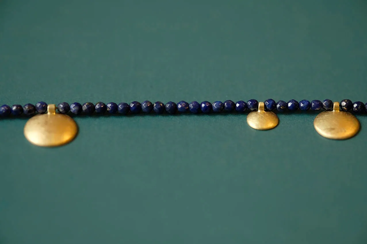 Lapis Lazuli Gold Disc Necklace