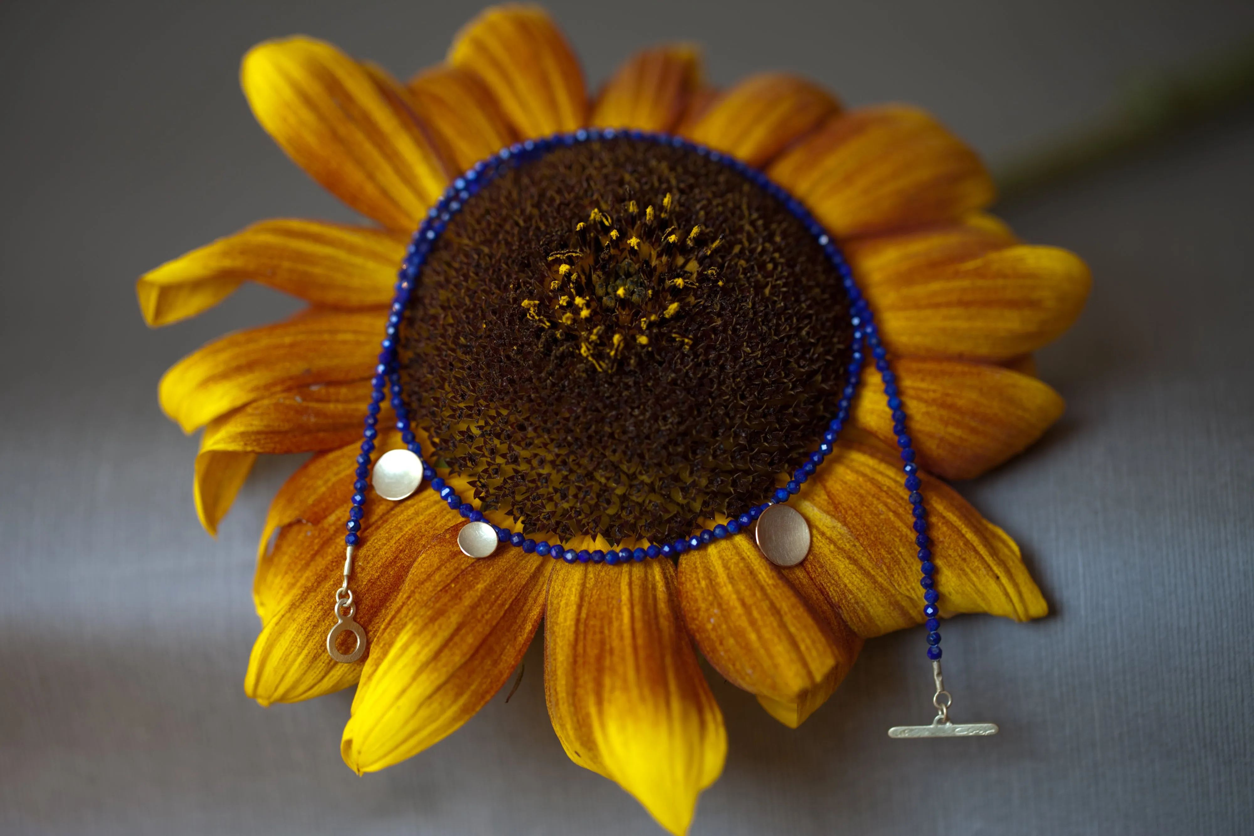 Lapis Lazuli Gold Disc Necklace