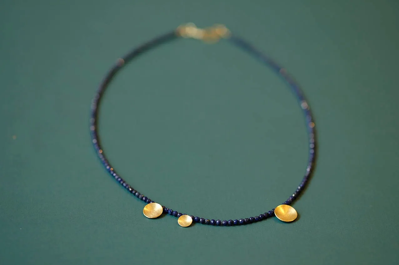 Lapis Lazuli Gold Disc Necklace