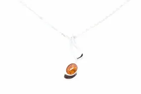 Large Amber Music Note Pendant - Handcrafted Sterling Silver Necklace with Baltic Amber Stone