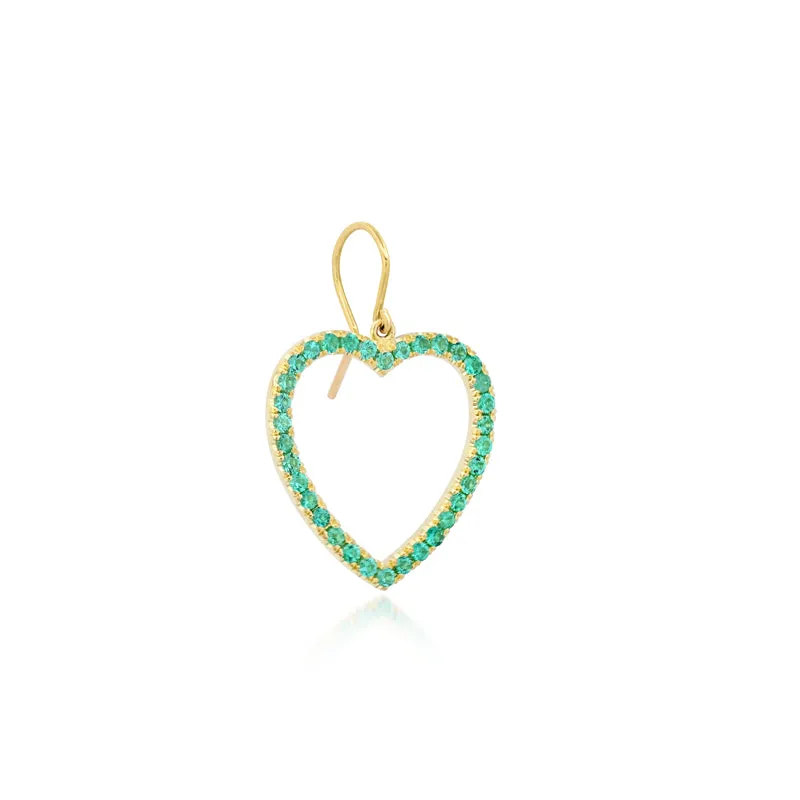 Large Emerald Open Heart Drop Earrings