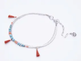 Layered Anklet with Tassels by Nakamol