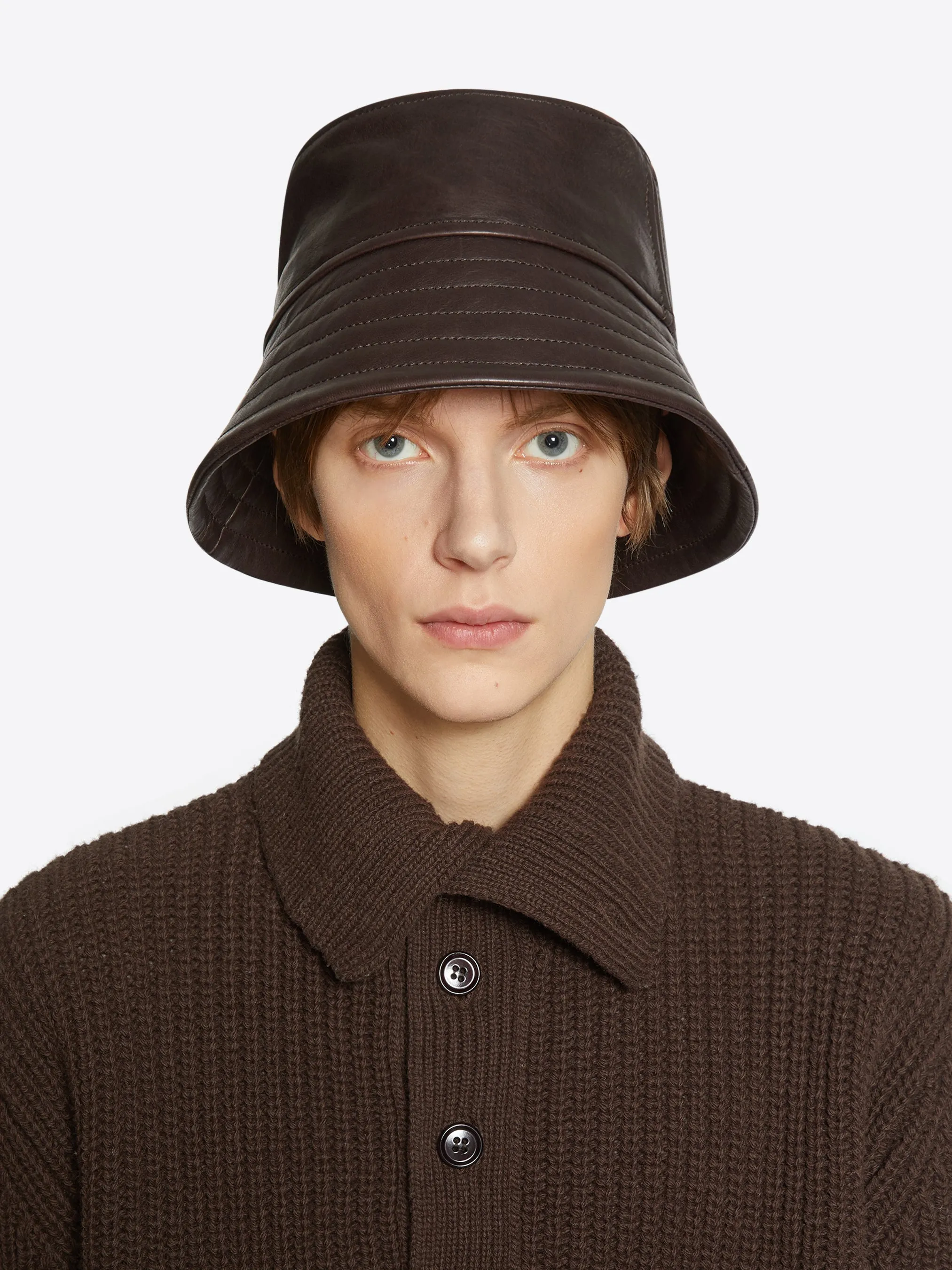 Leather bucket hat