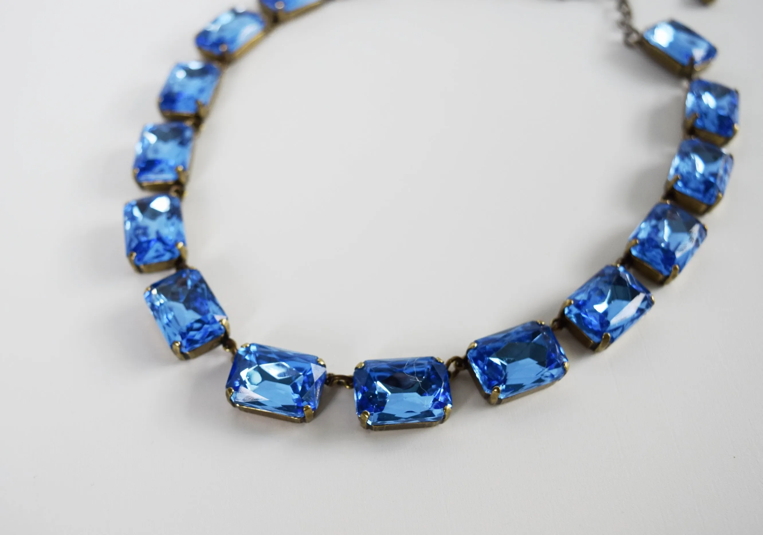 Light Blue Riviere Necklace - Large Octagon