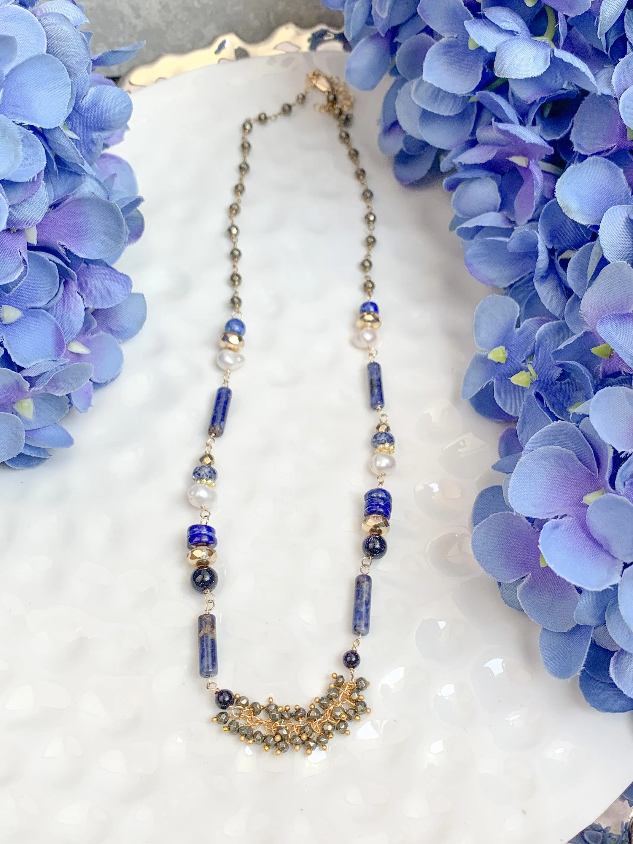 Limited Edition Lapis Mixed Media Necklace