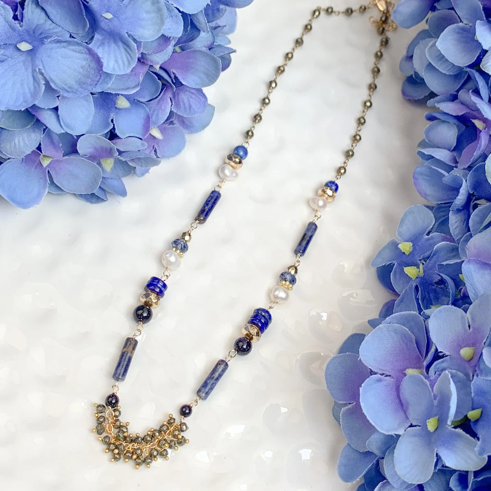 Limited Edition Lapis Mixed Media Necklace