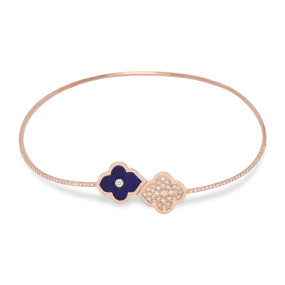 LUCE COLOUR - NECKLACE FLEX SEMI PAVE ROSE GOLD PAVE LAPIS LAZULI & 1 DIAMOND