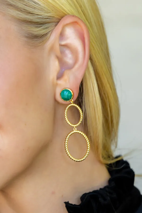 Lucie Double French Twist & Emerald Earrings