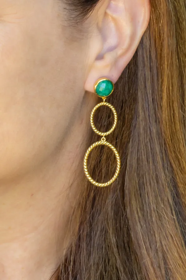 Lucie Double French Twist & Emerald Earrings