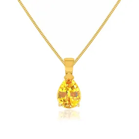 LUCINDA - Pear Yellow Sapphire 3 Claw Pendant 18k Yellow Gold