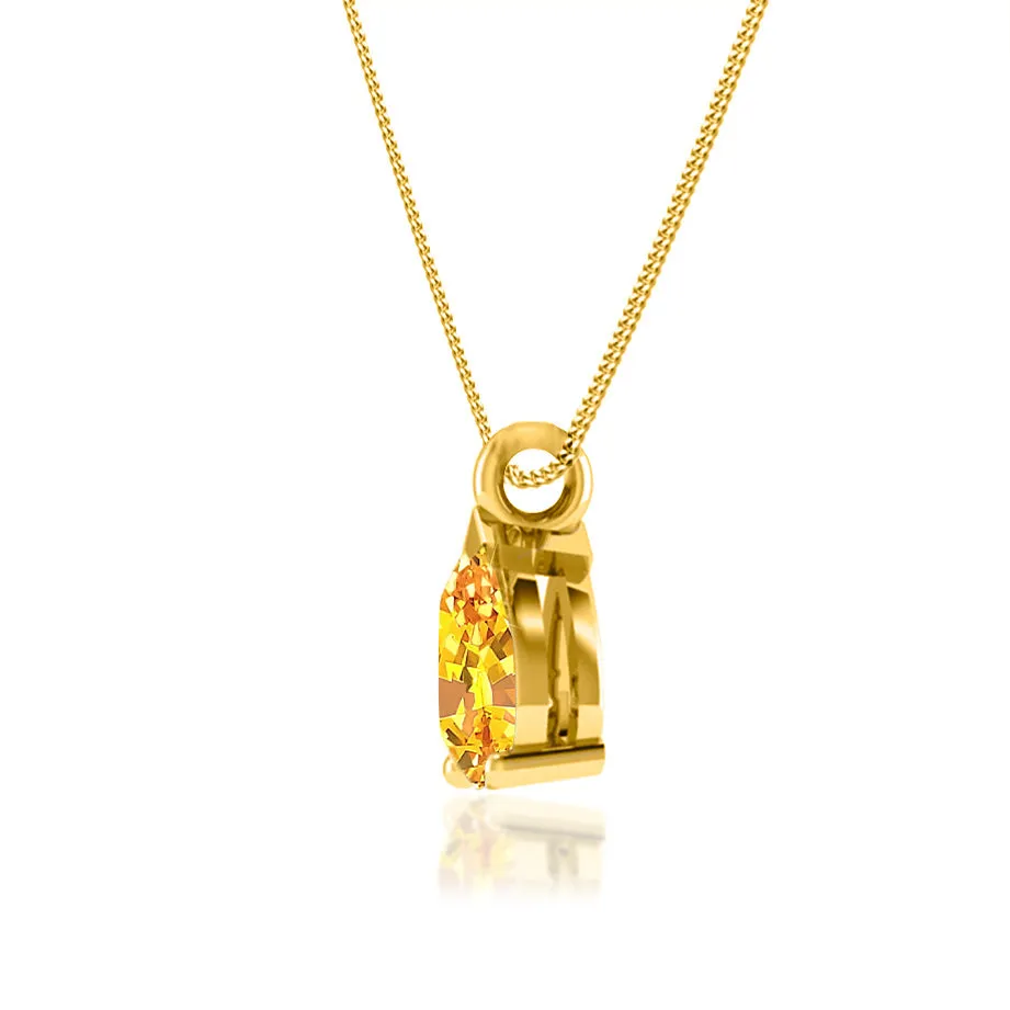 LUCINDA - Pear Yellow Sapphire 3 Claw Pendant 18k Yellow Gold