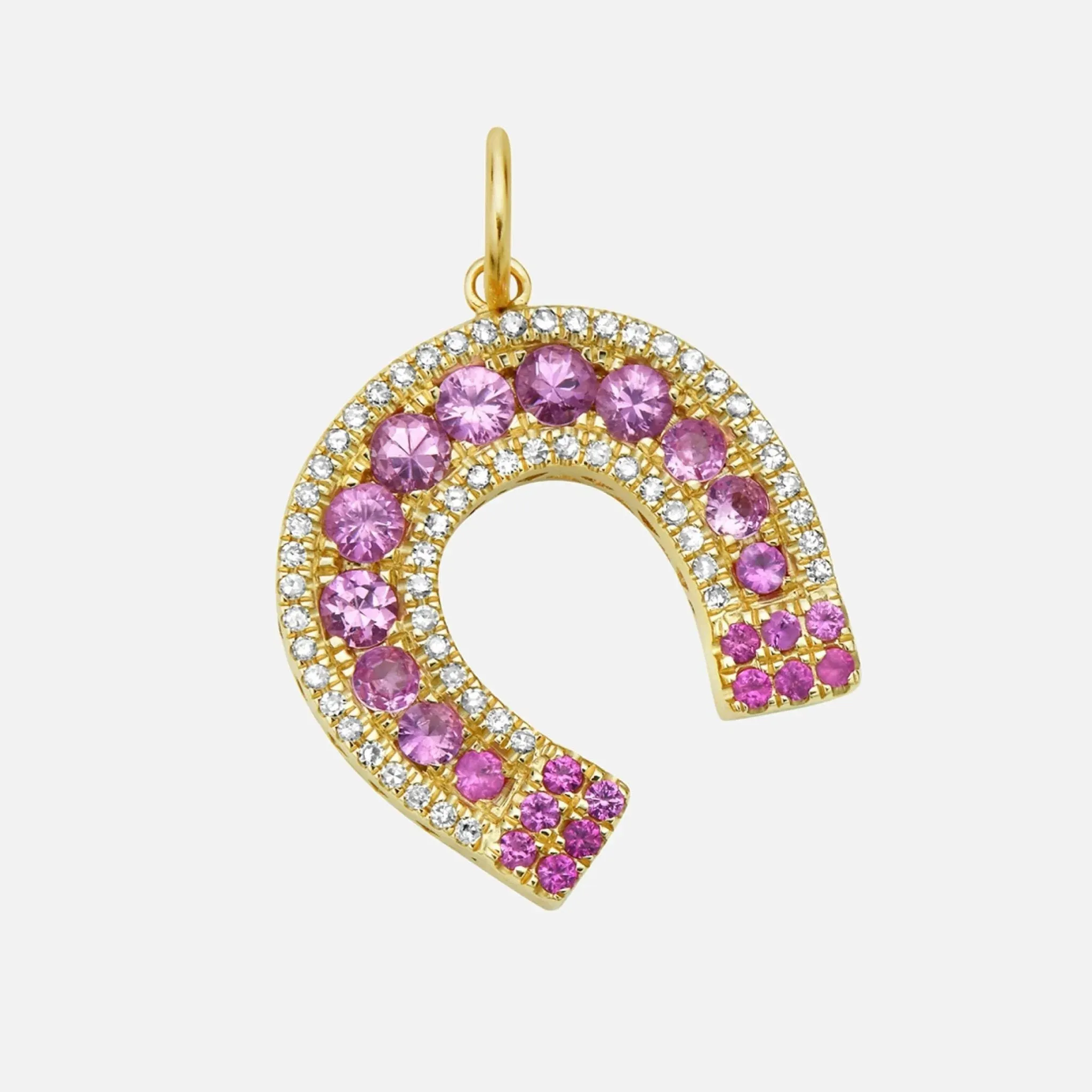 Lucky Pink Sapphire Horseshoe Charm