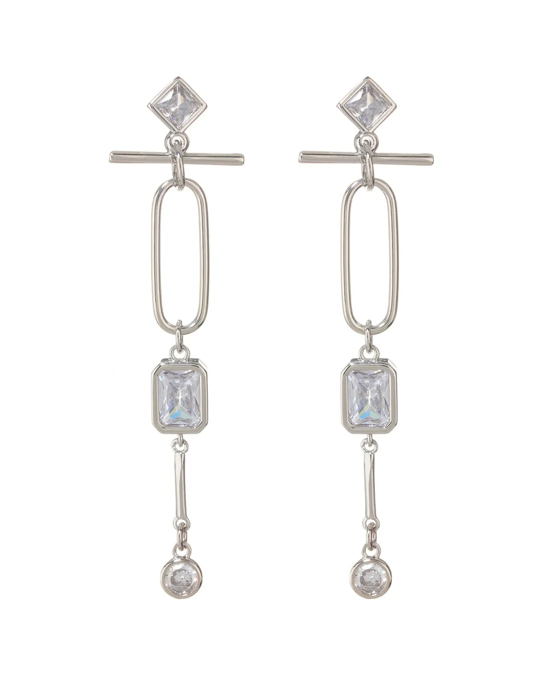 LUV AJ - Mixte Drop Statement Earrings in Silver