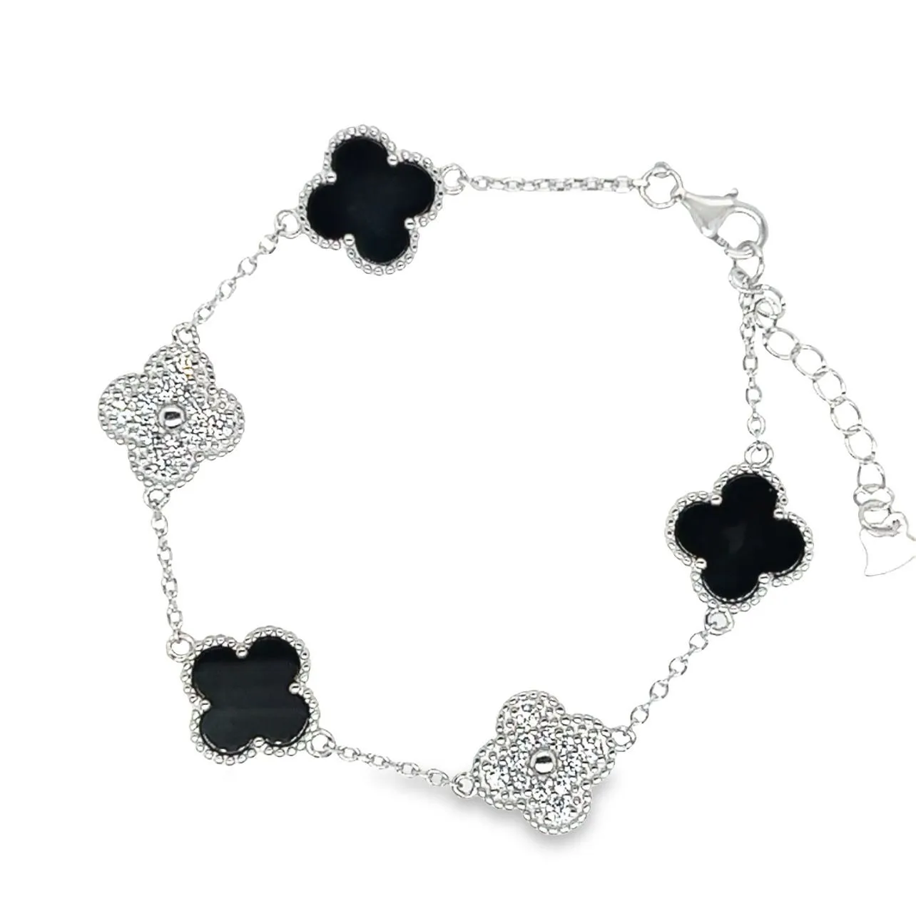 M207 Black Flower CZ Bracelet