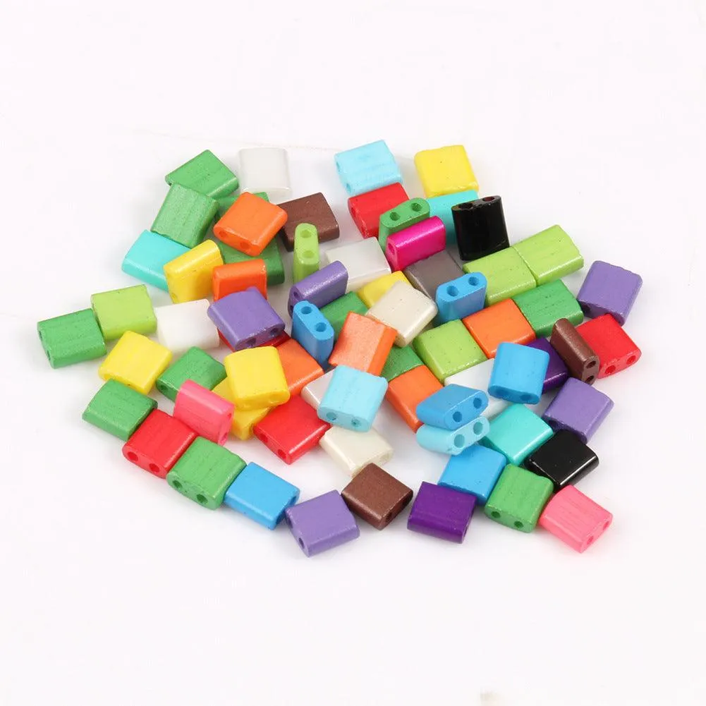 Macaron Electroplating Double Hole Glass Beads