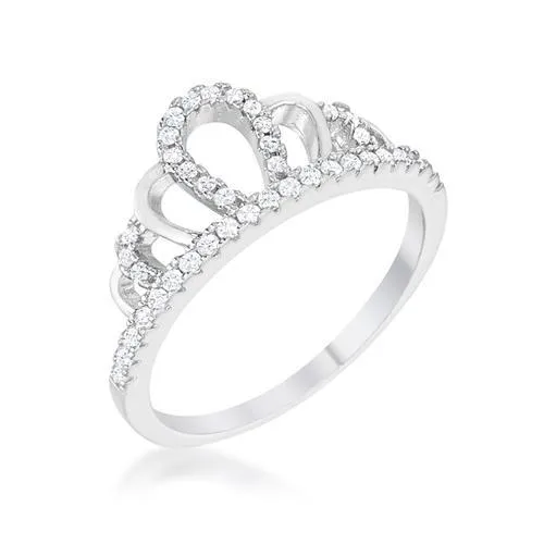 Madeline 0.2ct Rhodium Simple Crown Ring