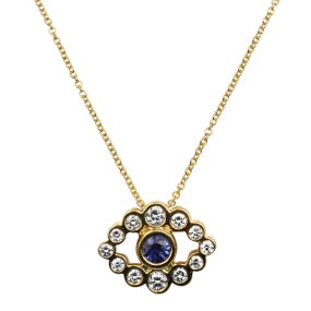 Mark Henry 18k Yellow Gold "Bubbly Evil Eye Sapphire and Diamond" Necklace