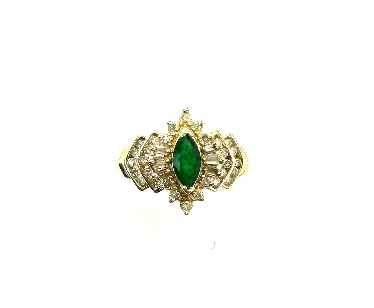 Marquis Emerald & Diamond Graduated Ring