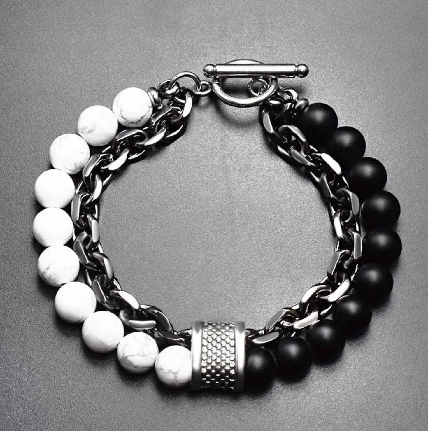 MEN'S CHAIN AND BEAD BRACELET