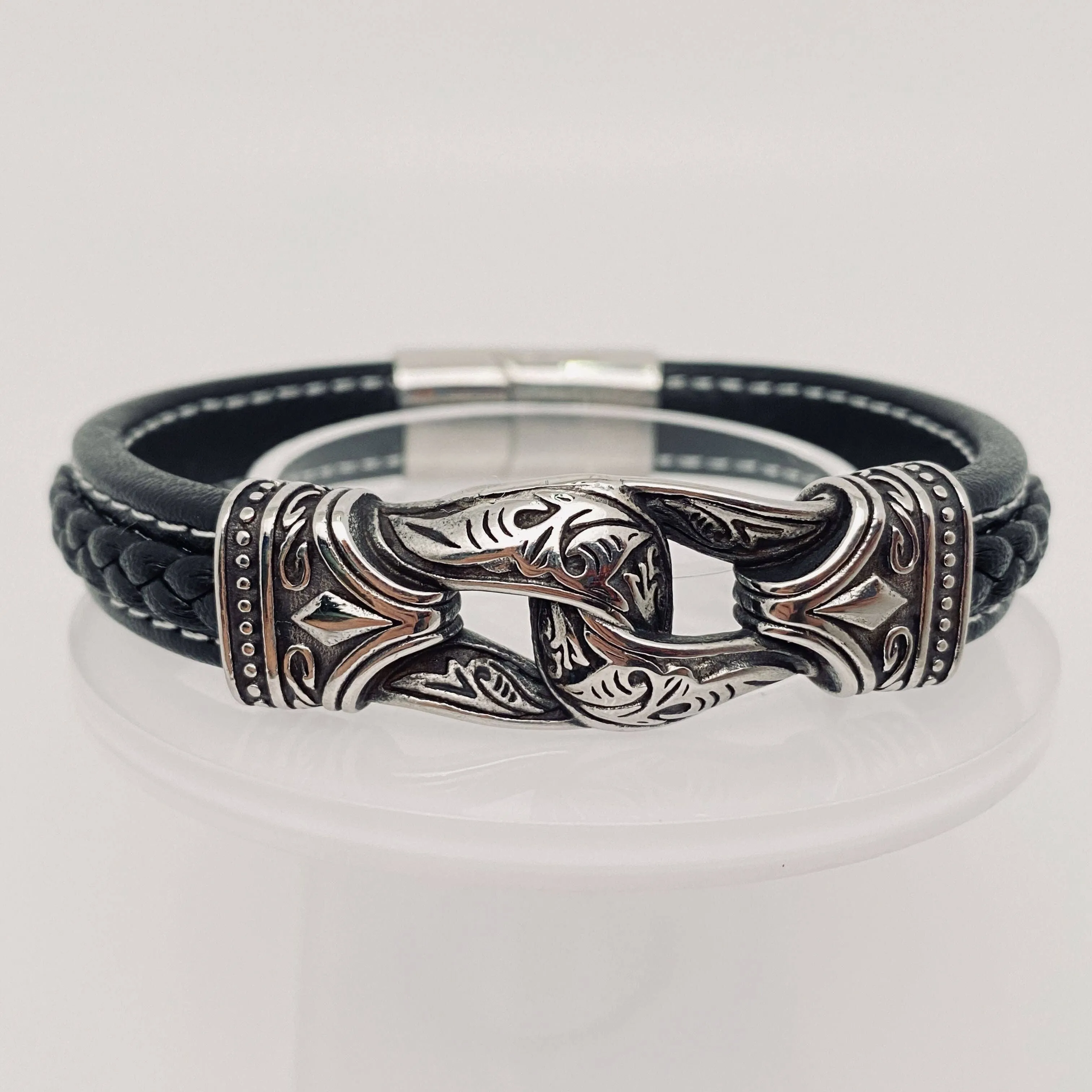 Men's Stainless Steel Carved Viking Bracelet