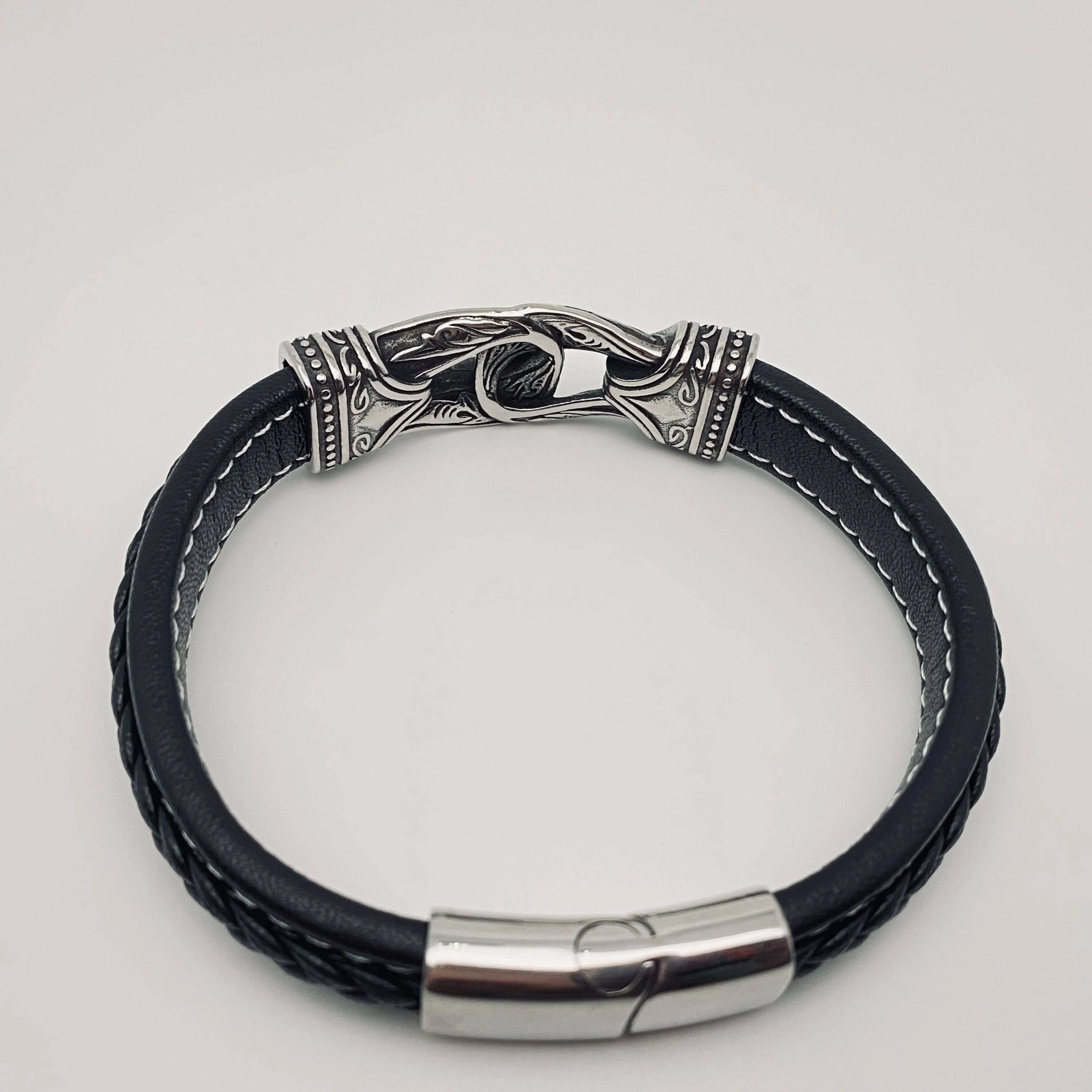 Men's Stainless Steel Carved Viking Bracelet