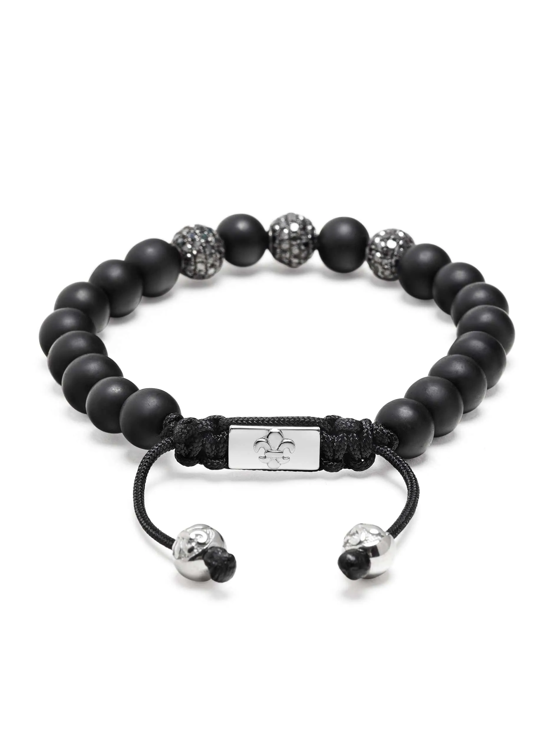 Men's Trio Black Diamond Beaded Bracelet with Matte Onyx