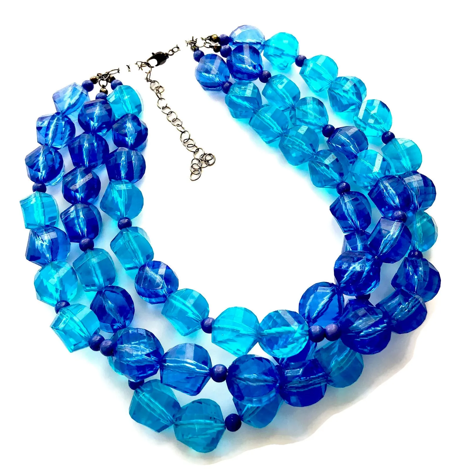 Mermaid Blue Beaded Multi Strand Morgan Necklace