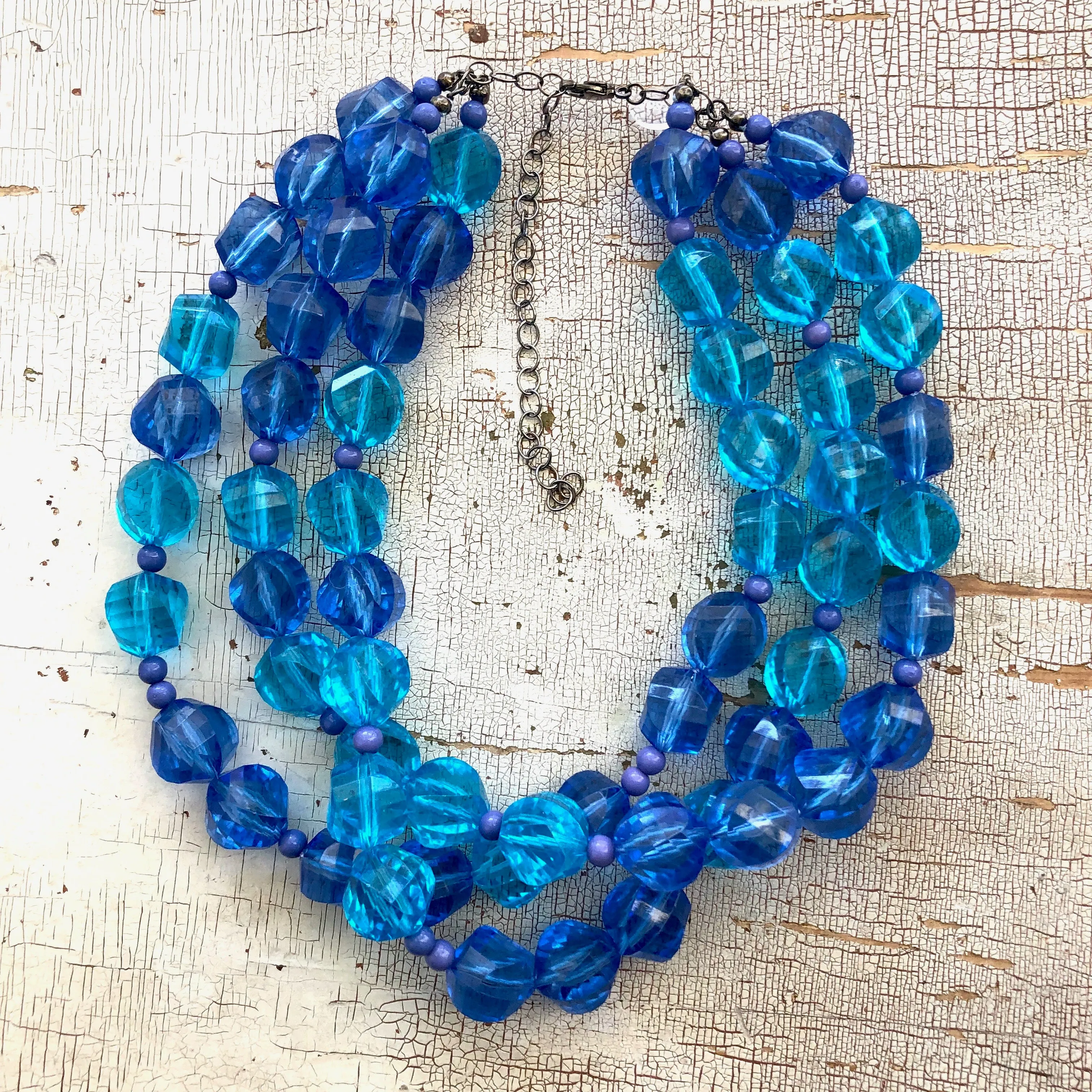 Mermaid Blue Beaded Multi Strand Morgan Necklace