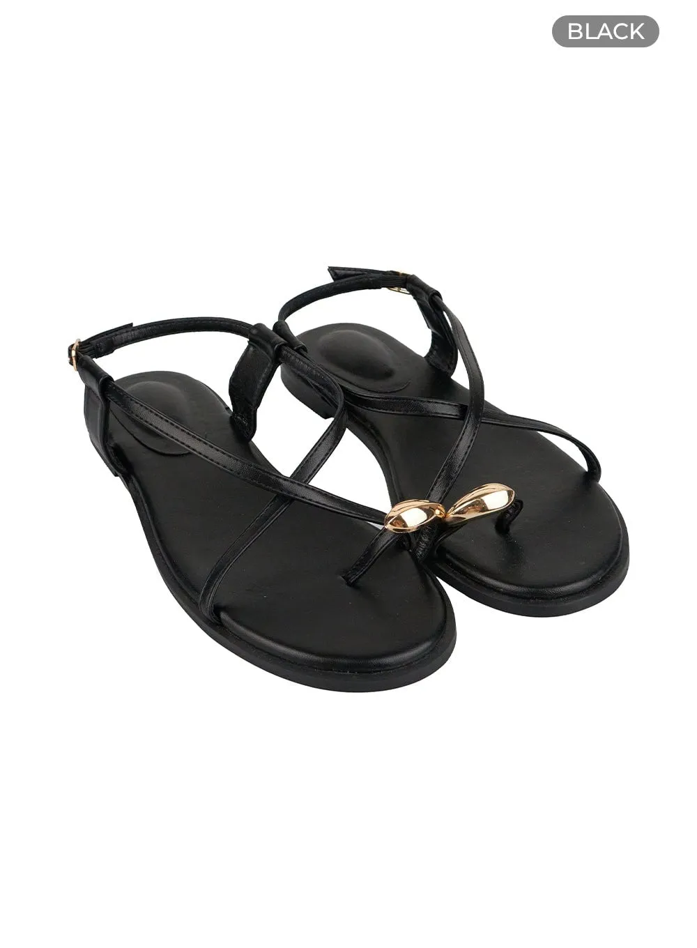 Metal Toe Ring Flat Sandals OL430