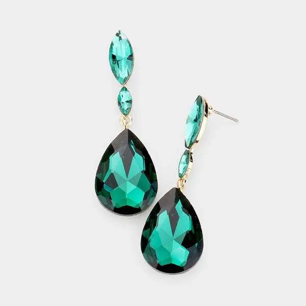 Miro Emerald Green Crystal Teardrop Earrings