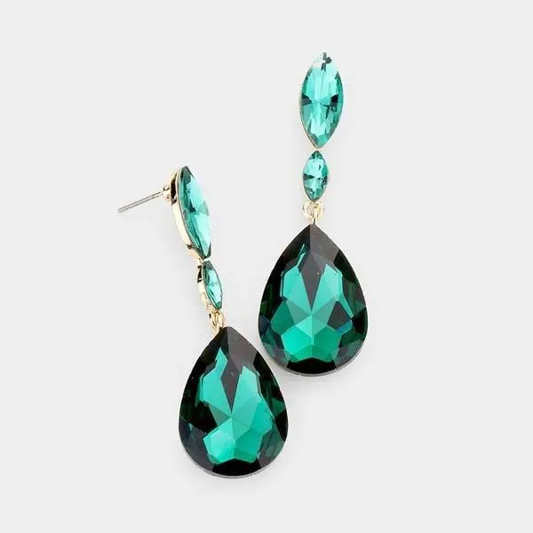 Miro Emerald Green Crystal Teardrop Earrings