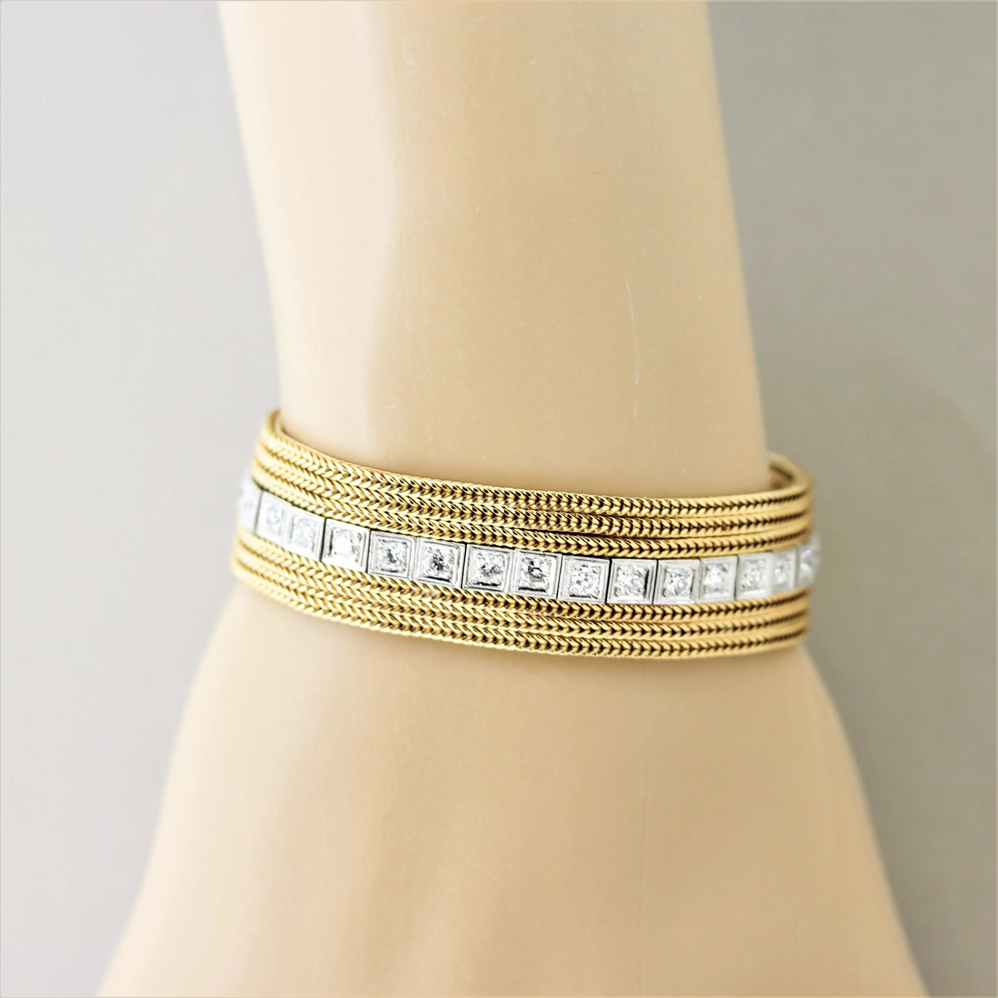 Mixed Antique Diamond Platinum & Gold Bracelet