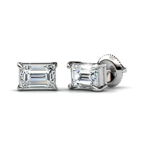 Modern 0.50 CT Emerald Cut Diamond Stud Earrings in 14 KT White Gold