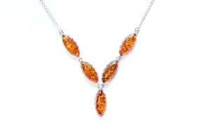 Modern Y Necklace with Baltic Amber