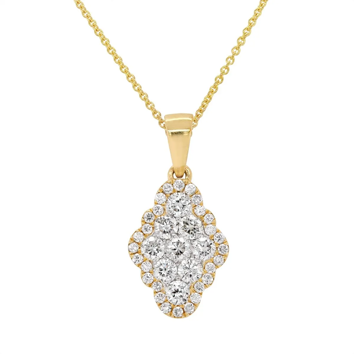 MODERN YELLOW GOLD NECKLACE WITH 37 DIAMONDS, .46 CT TW