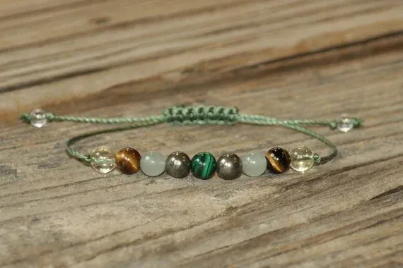 Money Maker  Malachite  Pyrite  Aventurine Tiger Eye Citrine Meditation Bracelet Yoga Bracelet