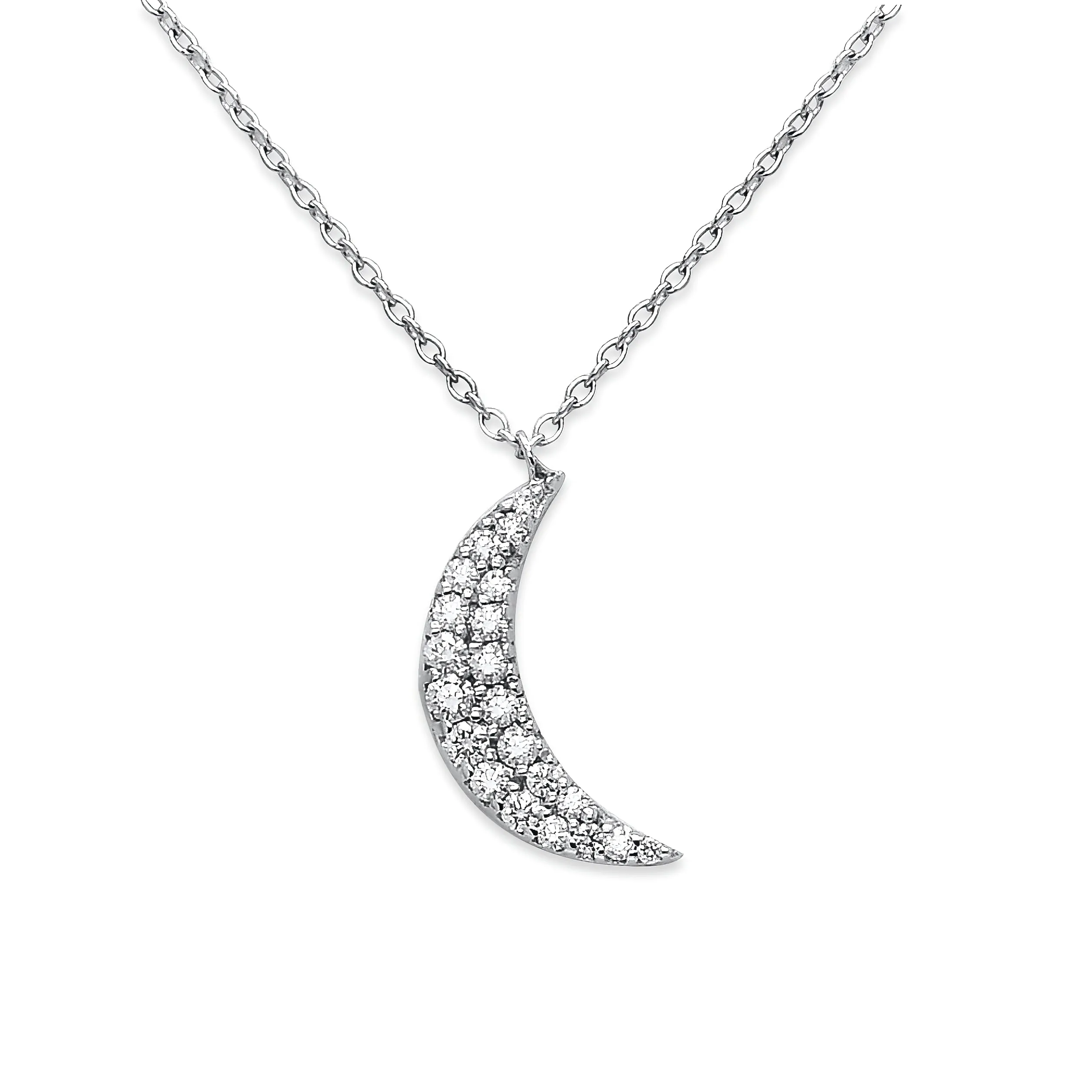 Moon Pave Diamond Necklace