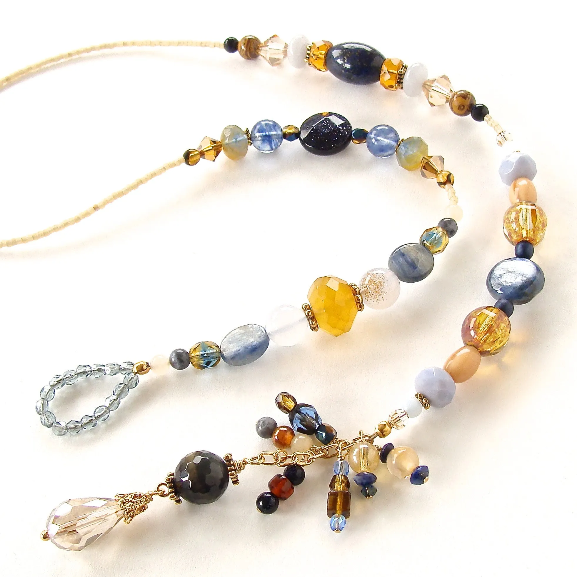 Morning Glory: Gemstone Lariat Necklace with Chalcedony