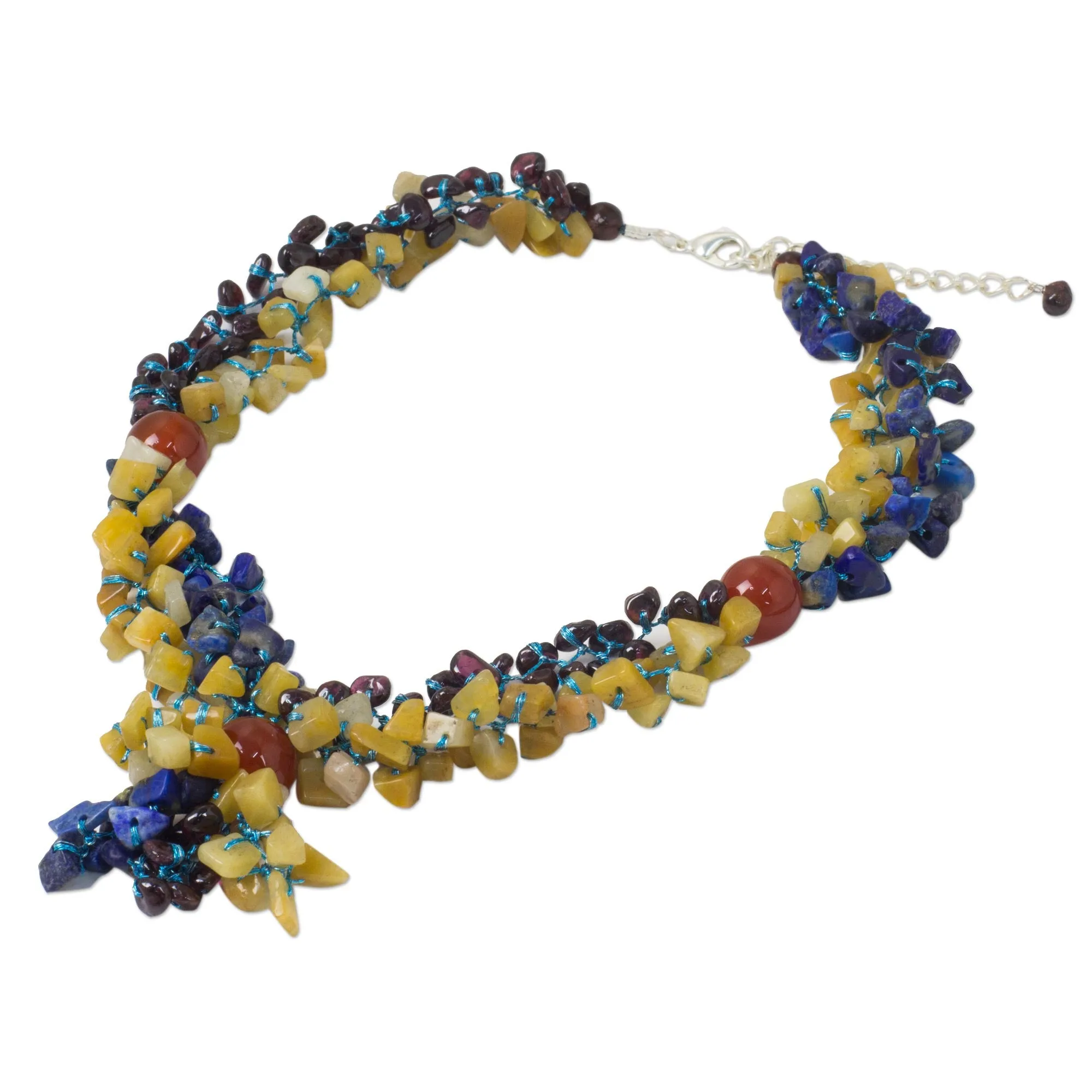 Morning Scent Multi-Gem Silver Plated Beaded Necklace