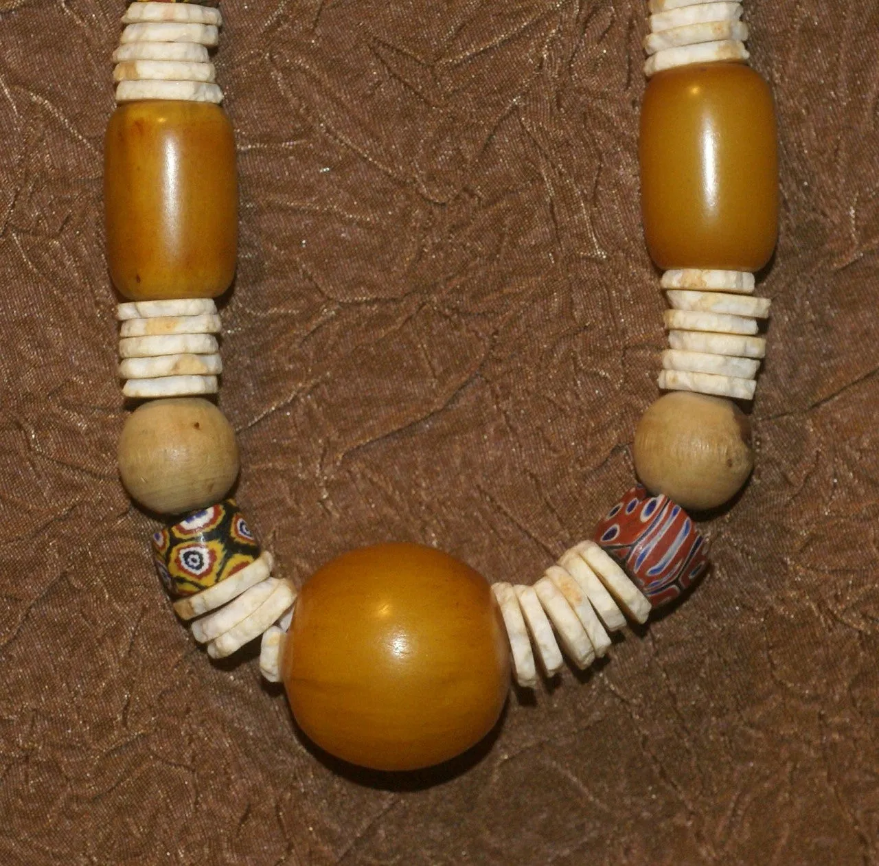 MOROCCO TRIBAL BERBER TOUAREG DOWRY WEDDING ETHNIC BEADS NECKLACE , BRIDE PRICE, WITH AMBER BEADS , WOOD BALLS, CONUS SHELL RINGS, AND COLORFUL GLASS BEADS NECK25   LONG OTHER COCONUT SHELL NECKLACE