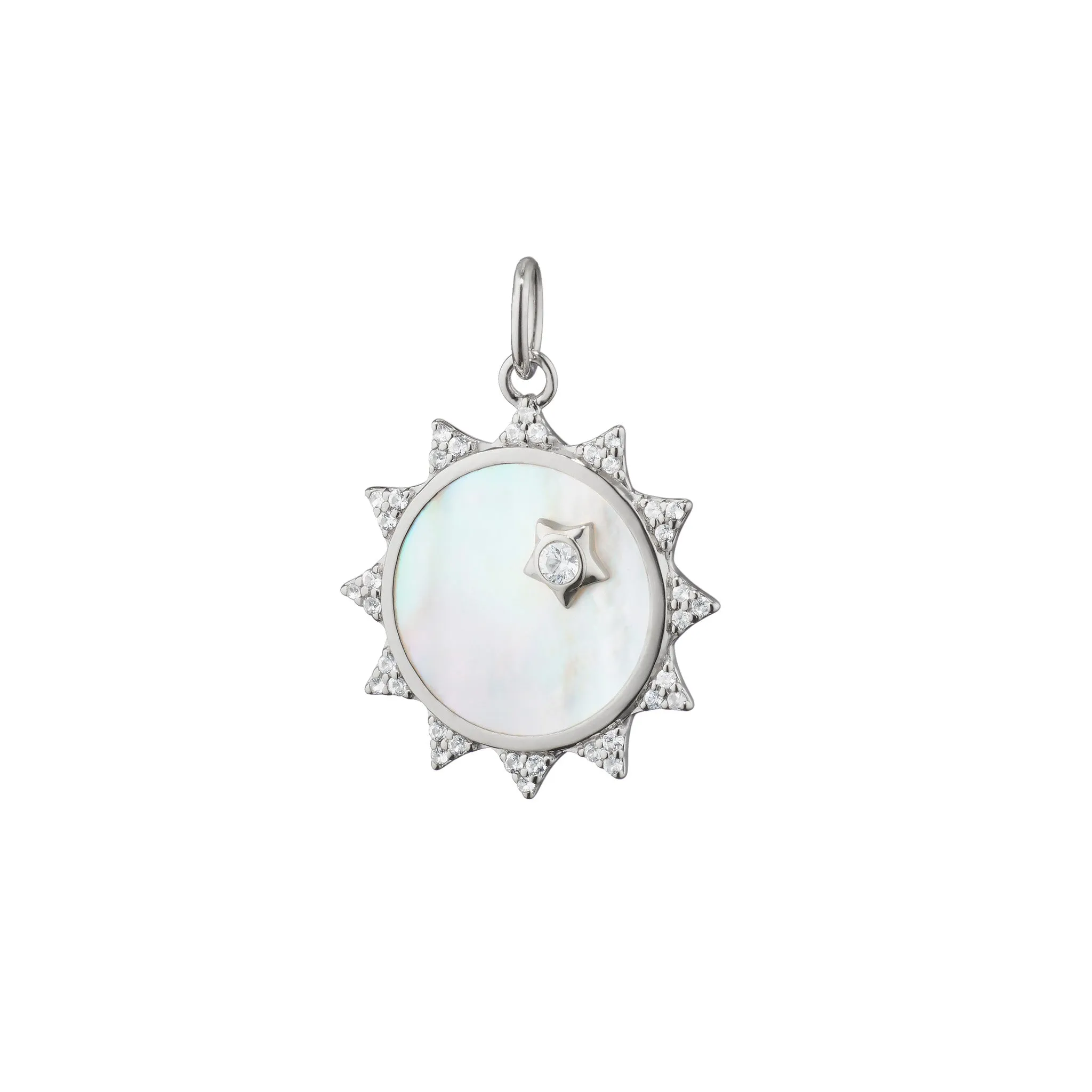 Mother of Pearl Sapphire "Happiness" Sun Charm Necklace