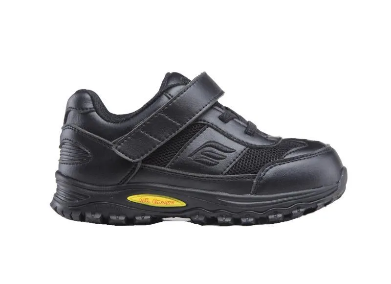 Mt. Emey 3301-1L Black - Children Straight Last Athletic Shoes with Elastic Laces