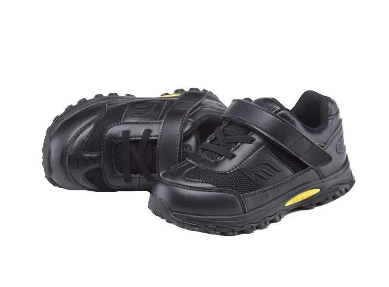 Mt. Emey 3301-1L Black - Children Straight Last Athletic Shoes with Elastic Laces