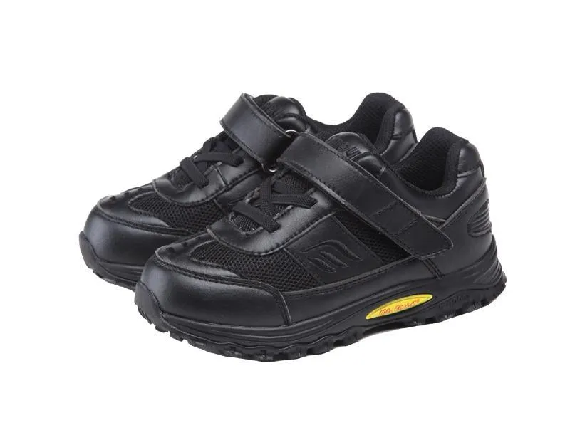 Mt. Emey 3301-1L Black - Children Straight Last Athletic Shoes with Elastic Laces