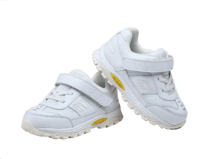 Mt. Emey 3301-3L White - Children Straight Last Athletic Shoes with Elastic Laces