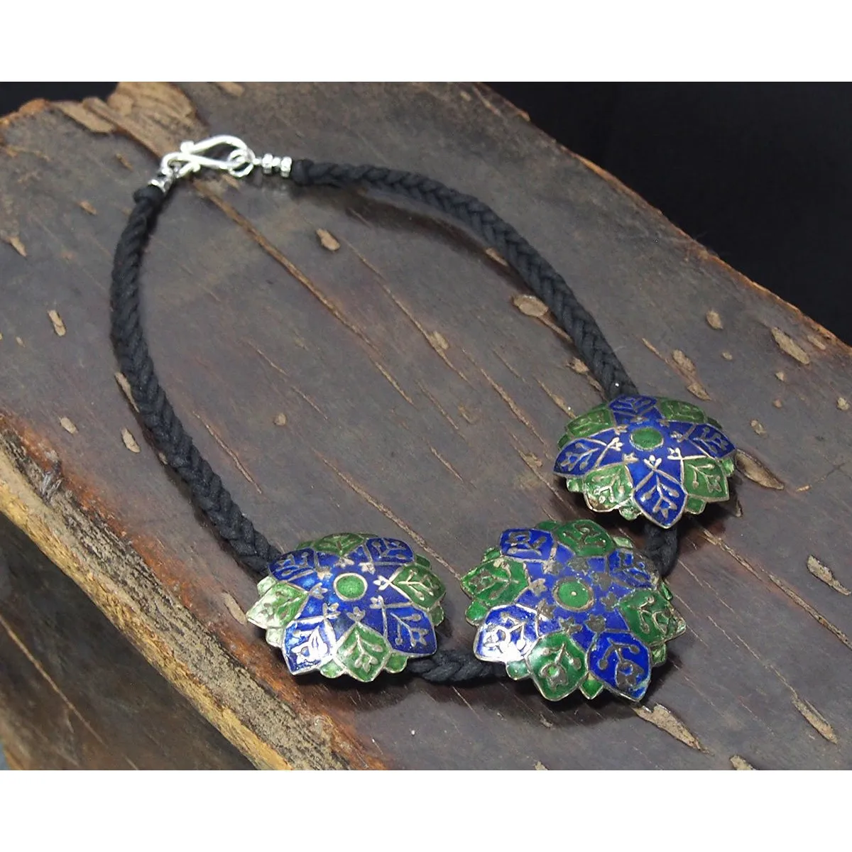 Multan Valley Enamel Sunburst Pendant Necklace