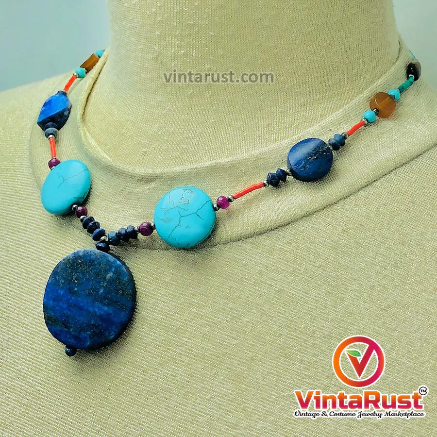 Multi Stones Beaded Vintage Necklace