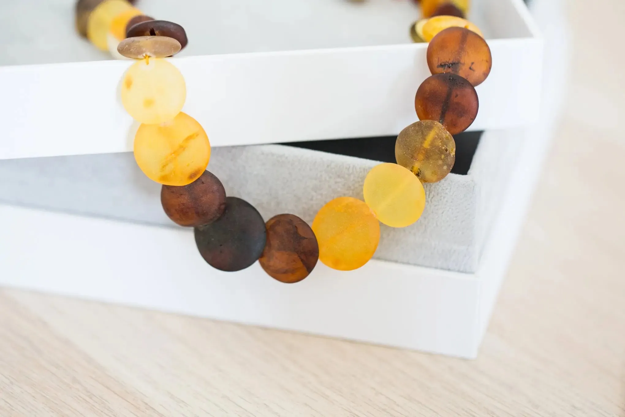 Multicolour Amber Disc Necklace