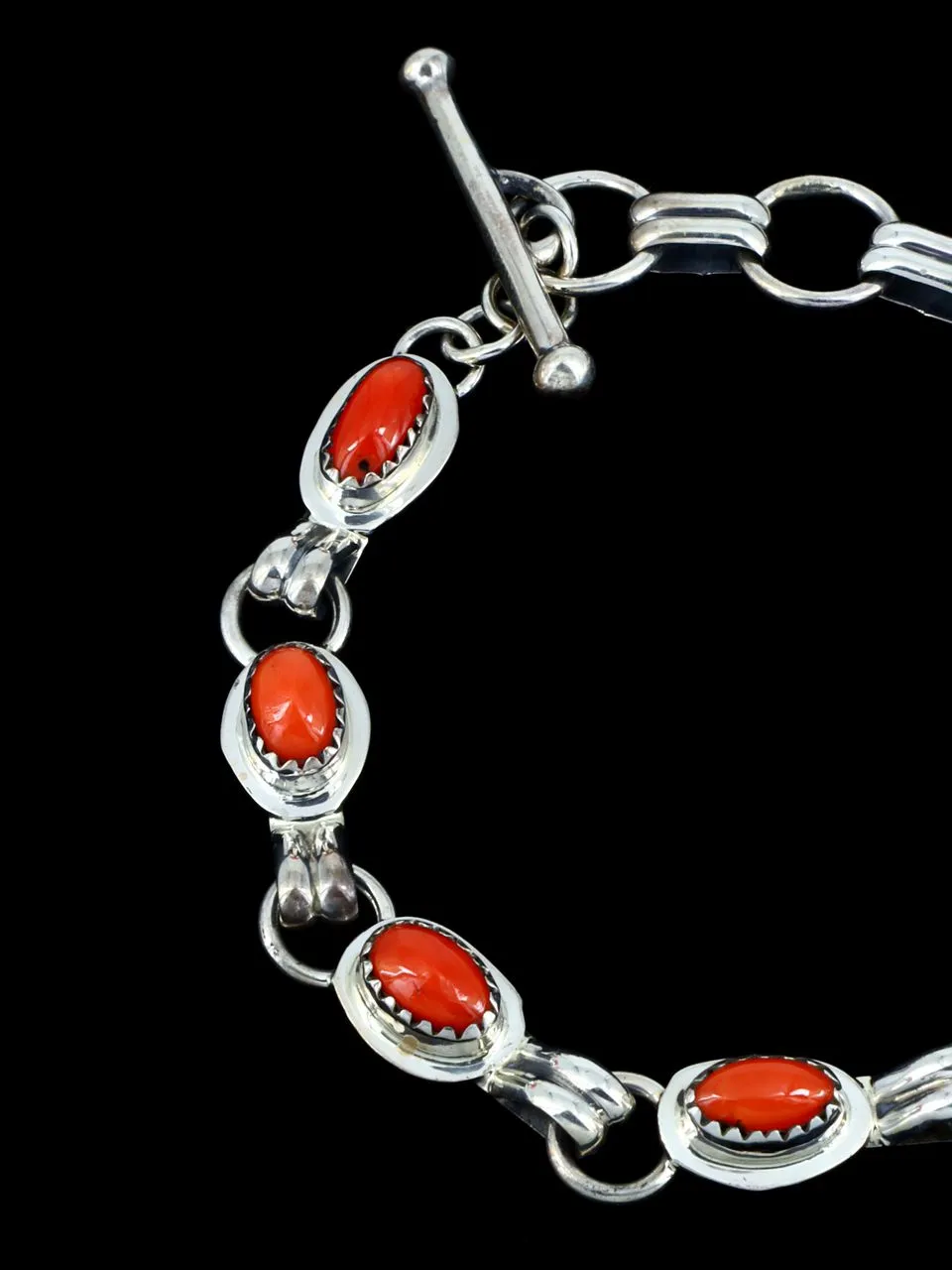 Native American Natural Coral Link Bracelet